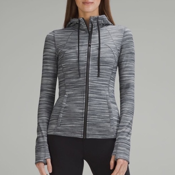 NWOT Lululemon Hooded Define Jacket in Nulu striped grey heather size 12 - Picture 1 of 14